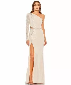 Mac Duggal Embellished One Sleeve Cut Out Gown Shop For