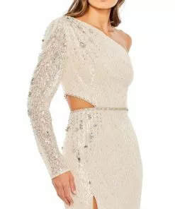 Mac Duggal Embellished One Sleeve Cut Out Gown Shop For