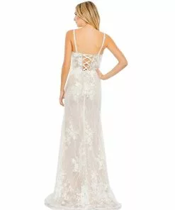 Mac Duggal Glitter Floral Applique Sleeveless Mermaid Gown Shop For