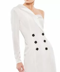 Ieena For Mac Duggal Shop For One-Shoulder Tuxedo Cocktail Dress