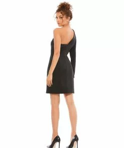 Ieena For Mac Duggal Shop For One-Shoulder Tuxedo Cocktail Dress