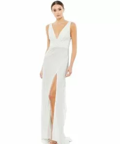 Ieena For Mac Duggal Shop For CLASSIC V-NECK WRAP EVENING GOWN