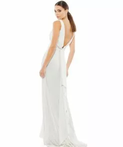 Ieena For Mac Duggal Shop For CLASSIC V-NECK WRAP EVENING GOWN