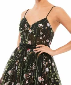 Mac Duggal Floral Embroidered Bustier A-Line Dress Shop For