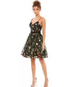 Mac Duggal Floral Embroidered Bustier A-Line Dress Shop For