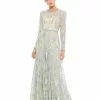 Mac Duggal Platinum Embellished Evening Gown