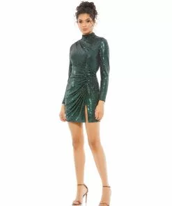 Ieena For Mac Duggal Shop For High Neck Disco Stretch Mini Dress