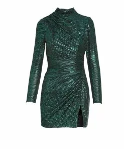 Ieena For Mac Duggal Shop For High Neck Disco Stretch Mini Dress