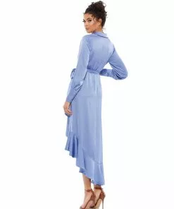 Ieena For Mac Duggal Long Sleeve Faux Wrap Midi Dress Shop For
