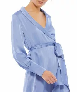 Ieena For Mac Duggal Long Sleeve Faux Wrap Midi Dress Shop For