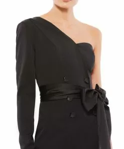 Ieena For Mac Duggal Shop For One Shoulder Tie Waist Tuxedo Dress 5 Ieena For Mac Duggal Shop For One Shoulder Tie Waist Tuxedo Dress