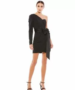 Ieena For Mac Duggal Shop For One Shoulder Tie Waist Tuxedo Dress