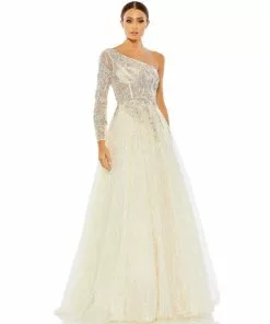 Mac Duggal Embroidered One Shoulder Bodice Ballgown Shop For