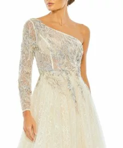 Mac Duggal Embroidered One Shoulder Bodice Ballgown Shop For