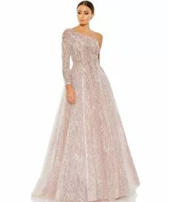 Mac Duggal Embroidered One Shoulder Bodice Ballgown Shop For