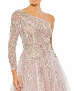 Mac Duggal Embroidered One Shoulder Bodice Ballgown Shop For