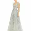 Mac Duggal Embellished Feathered Sleeveless A Line Gown Shop For