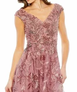 Mac Duggal Embroidered Illusion Cap Sleeve A Line Gown Shop For