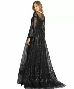 Mac Duggal Embellished Long Sleeve Illusion A Line Gown Shop For