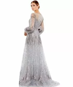Mac Duggal Embellished Long Sleeve Illusion A Line Gown Shop For