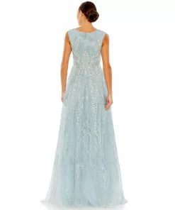 Mac Duggal Floral Embroidered Sleeveless Evening Gown Shop For