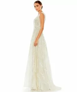 Mac Duggal Floral Embroidered Sleeveless Evening Gown Shop For