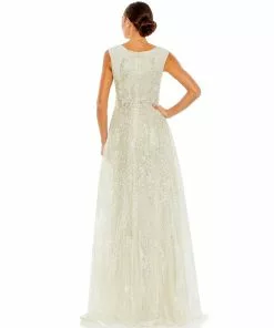 Mac Duggal Floral Embroidered Sleeveless Evening Gown Shop For