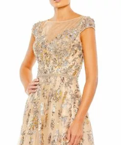 Mac Duggal Embellished Long Sleeve Drop Shoulder A Line Gown