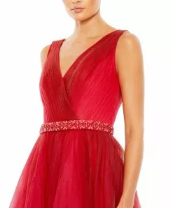 Mac Duggal Beaded Belt Wrap Over Sleeveless Ballgown 6 Mac Duggal Beaded Belt Wrap Over Sleeveless Ballgown