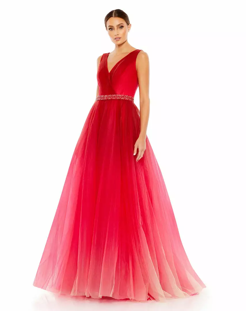 Mac Duggal Beaded Belt Wrap Over Sleeveless Ballgown 1 Mac Duggal Beaded Belt Wrap Over Sleeveless Ballgown