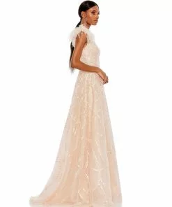 Mac Duggal Embellished Cap Sleeve High Neck Dress Shop For