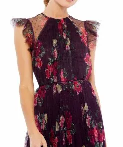 Ieena For Mac Duggal Shop For Floral Flutter Sleeve Midi Dress