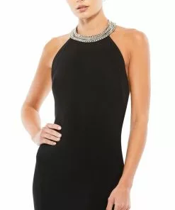 Ieena For Mac Duggal Shop For Beaded Halter Jersey Evening Gown