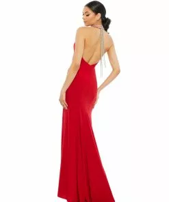 Ieena For Mac Duggal Shop For Beaded Halter Jersey Evening Gown