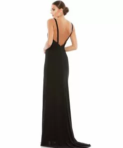 Ieena For Mac Duggal Plunge Neck High Slit Gown Shop For