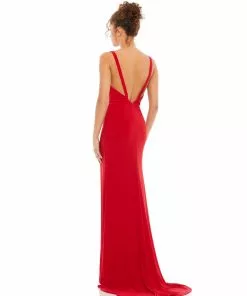 Ieena For Mac Duggal Plunge Neck High Slit Gown Shop For