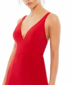 Ieena For Mac Duggal Plunge Neck High Slit Gown Shop For