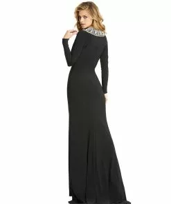Ieena For Mac Duggal Embellished Collar Jersey Gown