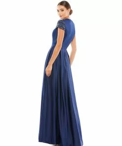 Ieena For Mac Duggal Elegant Hand-Beaded Cap Sleeve A-Line Gown Shop For