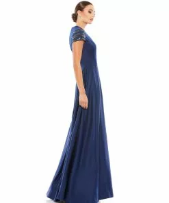 Ieena For Mac Duggal Elegant Hand-Beaded Cap Sleeve A-Line Gown Shop For