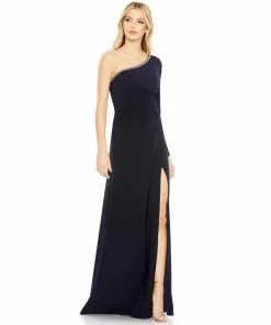 Mac Duggal Draped One Sleeve Jesery Gown