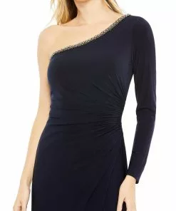 Mac Duggal Draped One Sleeve Jesery Gown