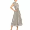 Ieena For Mac Duggal Shop For Metallic Cap Sleeve Tea-Length Dress