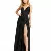 Ieena For Mac Duggal Plunge Neck High Slit Gown Shop For