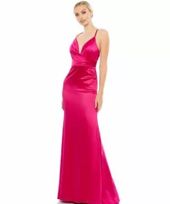 Ieena For Mac Duggal Plunging Faux Wrap Sleeveless Evening Gown Bridesmaid Dresses