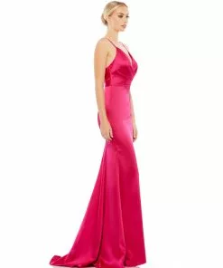 Ieena For Mac Duggal Plunging Faux Wrap Sleeveless Evening Gown Bridesmaid Dresses