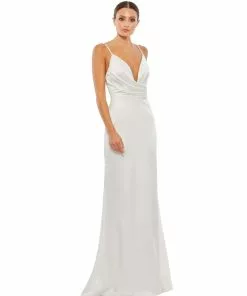 Ieena For Mac Duggal Plunging Faux Wrap Sleeveless Evening Gown Bridesmaid Dresses