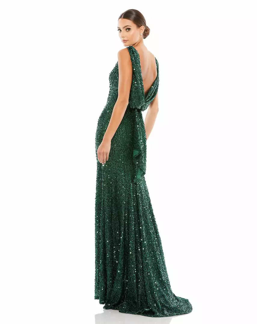 Ieena For Mac Duggal Cowl Back Boat Neck Sequined Evening Gown Shop For 2 Ieena For Mac Duggal Cowl Back Boat Neck Sequined Evening Gown Shop For