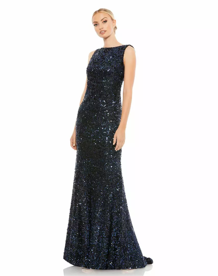 Ieena For Mac Duggal Cowl Back Boat Neck Sequined Evening Gown Shop For 3 Ieena For Mac Duggal Cowl Back Boat Neck Sequined Evening Gown Shop For