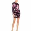 Ieena For Mac Duggal Floral Long Sleeve Ruched Mini Dress Shop For